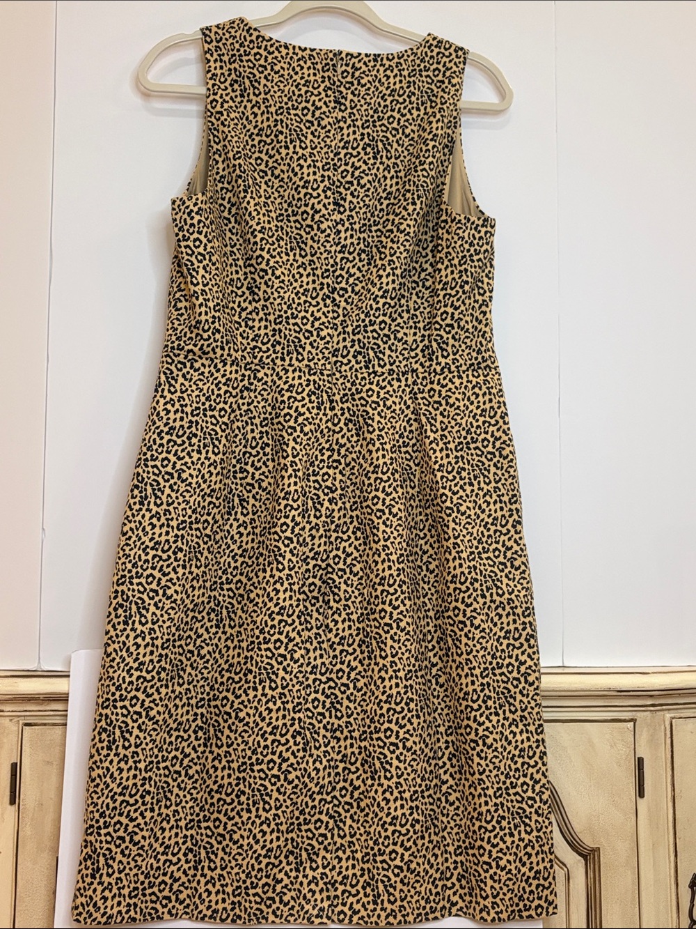 EUC J. Crew Leopard Print Midi Sheath Dress in Tan and Black - Picture 6 of 14
